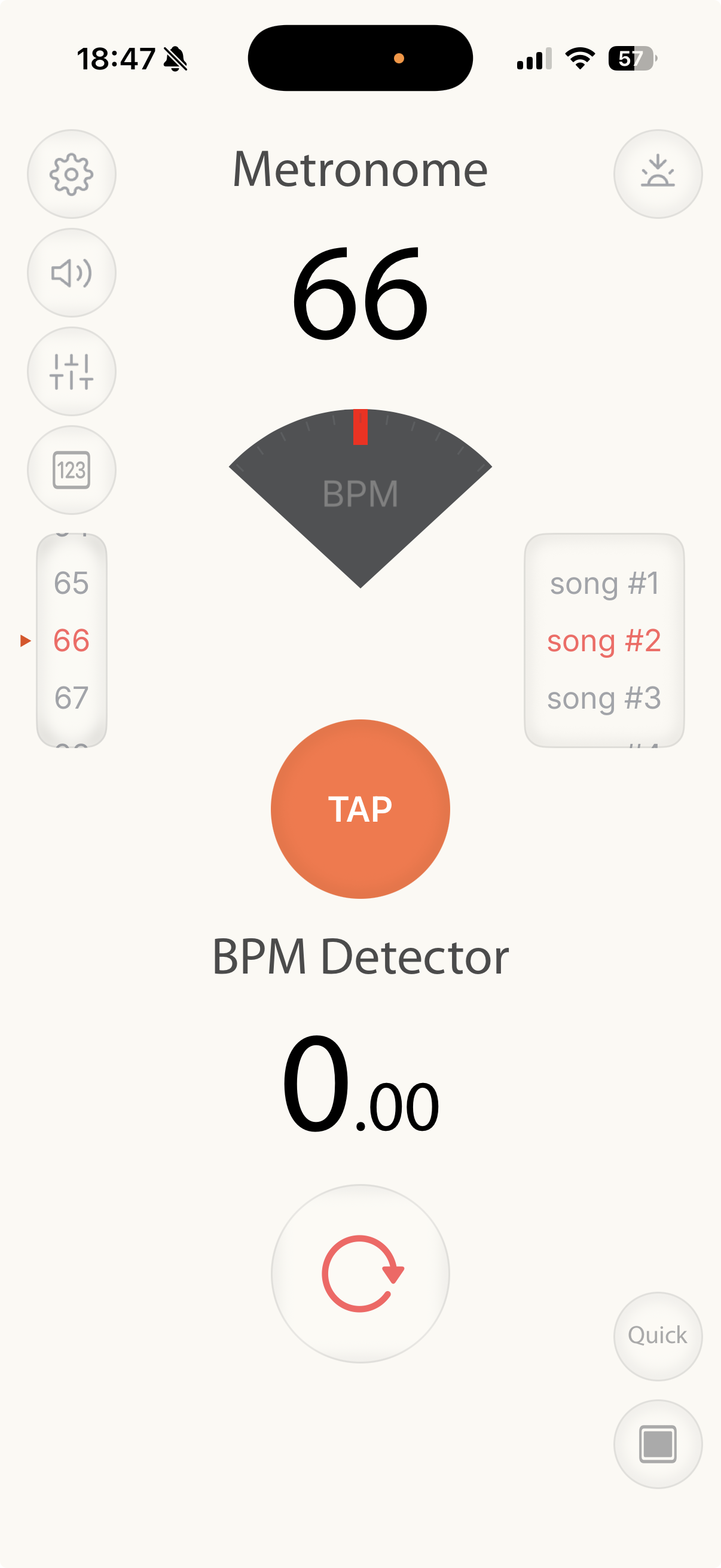 Light theme with set list picker