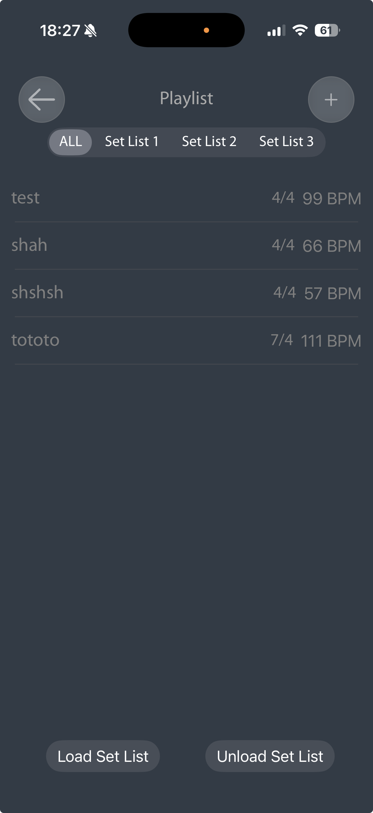 Set lists with saved songs