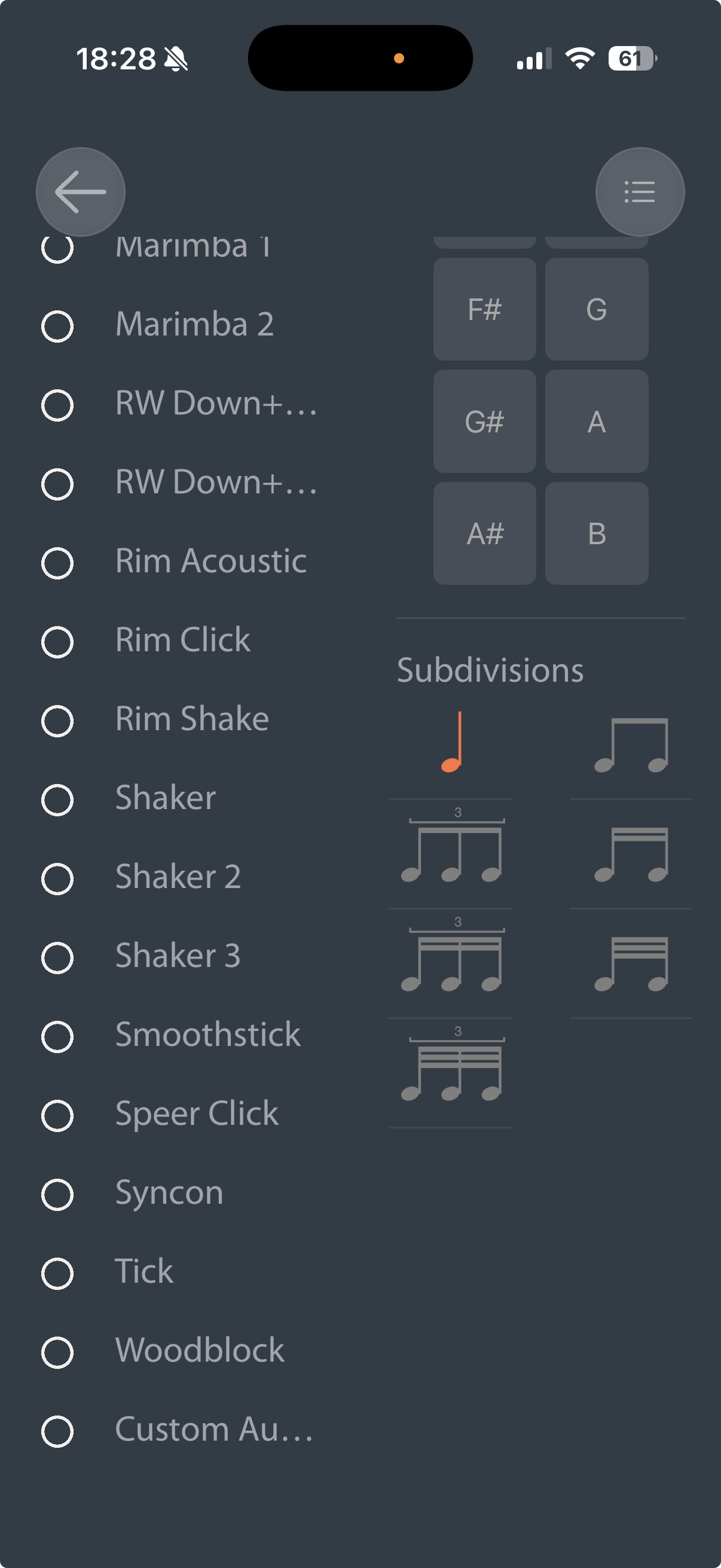 Subdivisions and sound list
